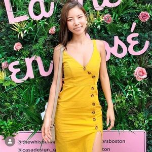 Francesca's yellow midi dress with thigh slit